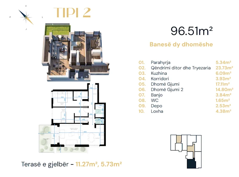 Apartment for Sale – 96.51 m² in Arbëria, Ebrona Complex. - Image 1