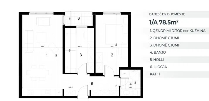 Shitet banesë 78.5 m² në Drenas – Kompleksi AKTIV, Kati i 1-rë - Image 2