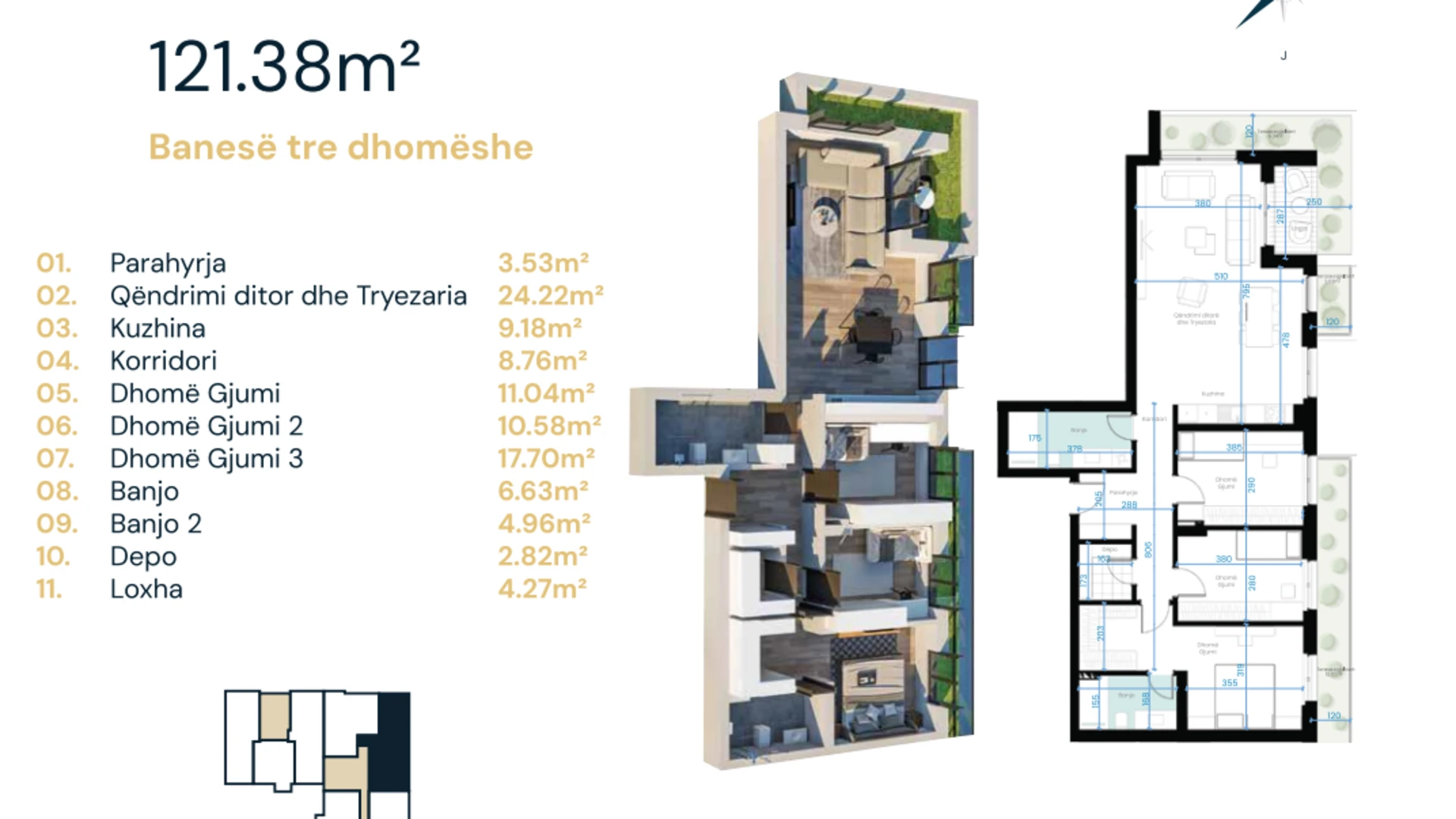 121.38 m² Apartment for Sale in Arbëria, Ebrona Complex. - Image 1
