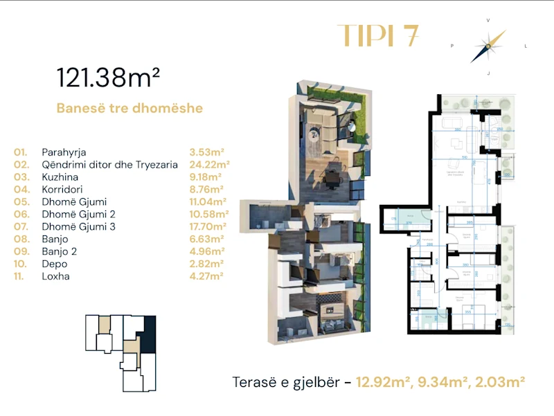 121.38 m² Apartment for Sale in Arbëria, Ebrona Complex. - Image 1