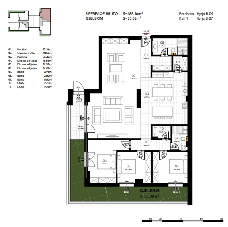 Shitet banesa me sipërfaqe 185.16 m², e vendosur në lagjen Prishtina e Re, në kompleksin Prime Resido. - Image 2