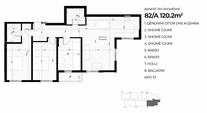 Shitet banesë 120 m² në Kompleksin AKTIV – Drenas (Kati i 10-të) - Image 1