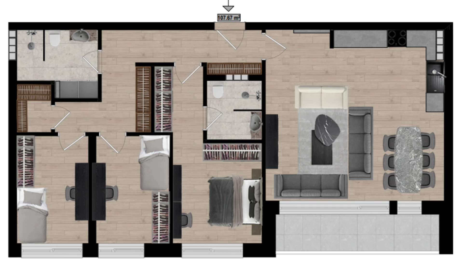 Shitet banesa 107.67 m² në kompleksin West Hill, në lagjen Prishtina e Re. - Image 1