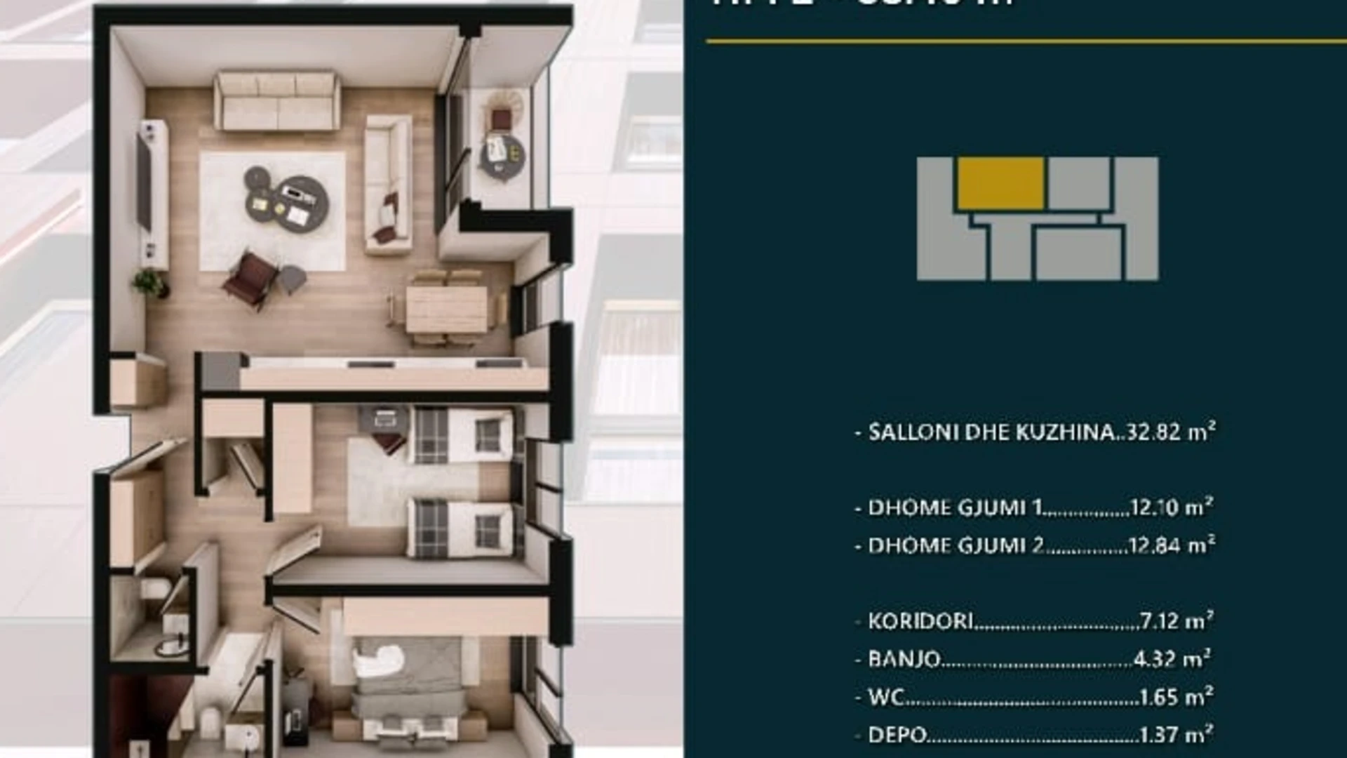 Shitet banesa prej 88.40 m² në Prizren, në kompleksin modern dhe shumë të kërkuar Hill Side. - Image 1