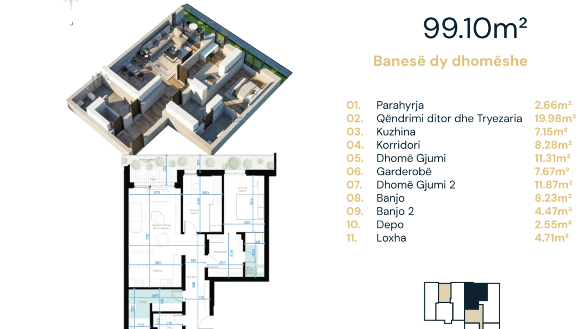 Shitet banesa 99.10 m² në lagjen Arbëria, në kompleksin Ebrona. - Image 1