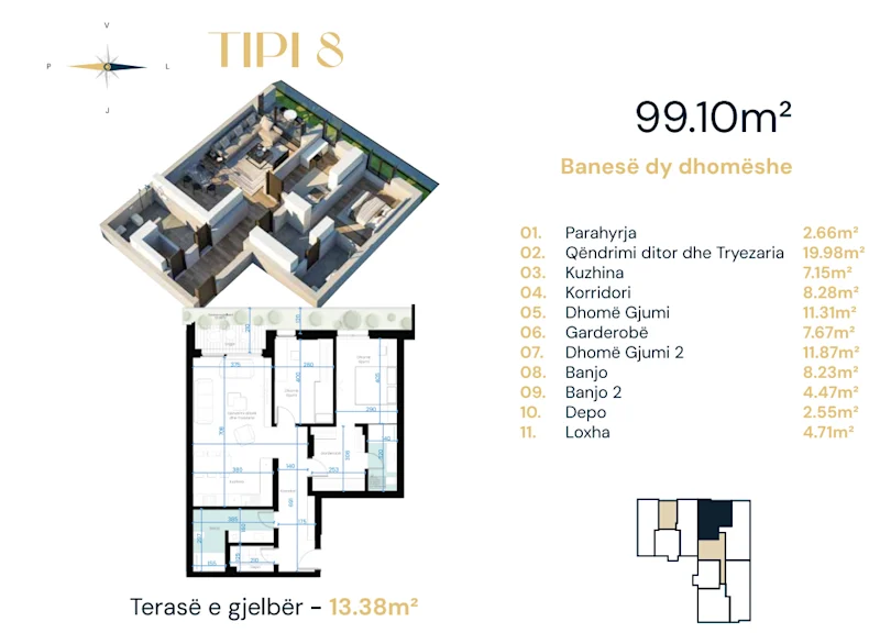 Apartment for Sale in Arbëria 99.10 m², Ebrona Complex. - Image 1