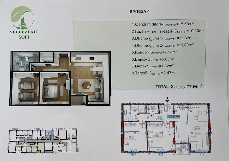 Apartment FOR SALE – 78 m² | Fushë Kosovë, 7th Floor - Image 1