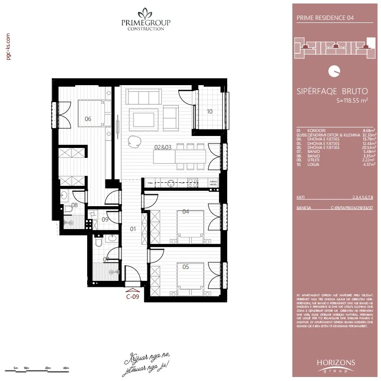 For sale: A 118.55 m² apartment, located in the Prime Residence complex, in the Prishtina e Re neighborhood. - Image 2