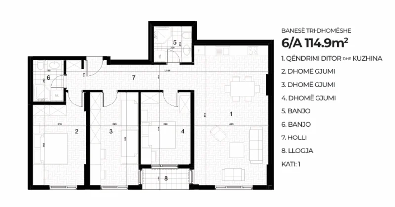 Apartment for Sale – 114.9 m² | AKTIV Complex – Drenas | 1st Floor. - Image 1