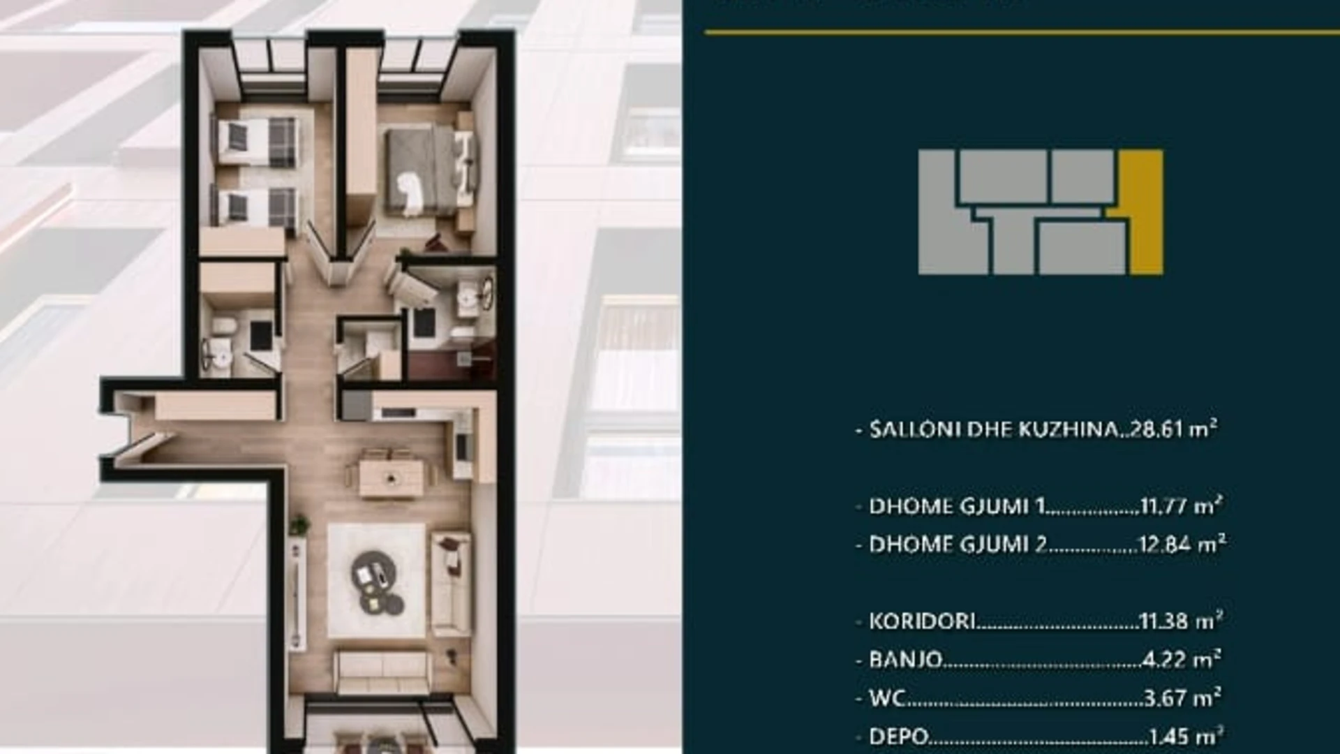 Shitet banesa prej 94.50 m² në kompleksin modern dhe shumë të kërkuar Hill Side në Prizren. - Image 1