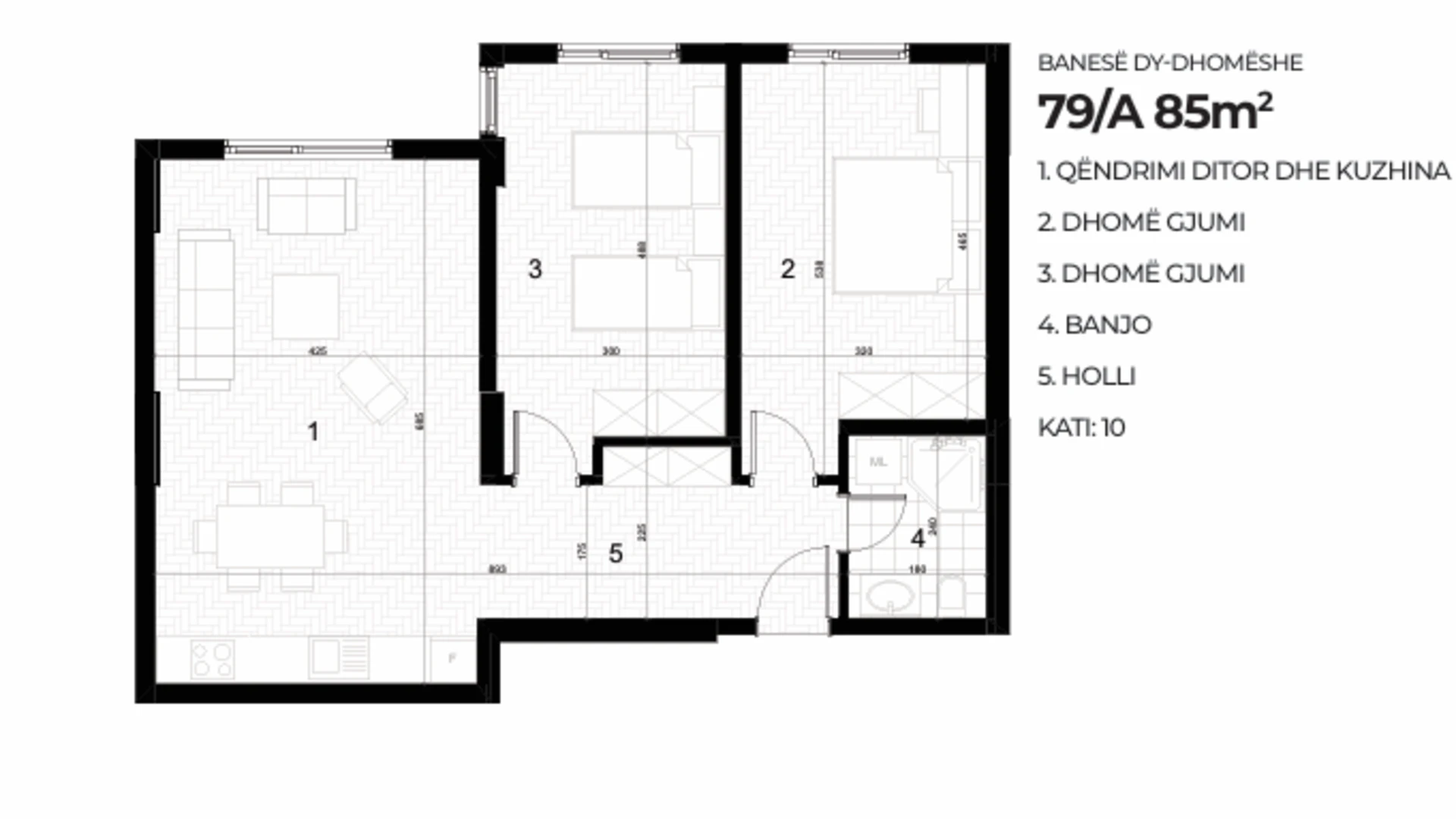 Shitet banesë 85 m² në Drenas, Kati i 10– Kompleksi AKTIV. - Image 1
