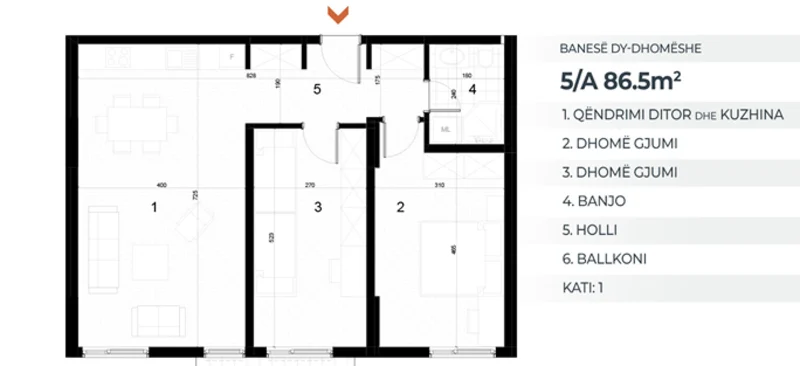 Apartment for Sale – 86.5 m² in Drenas floor 1, AKTIV Complex. - Image 1