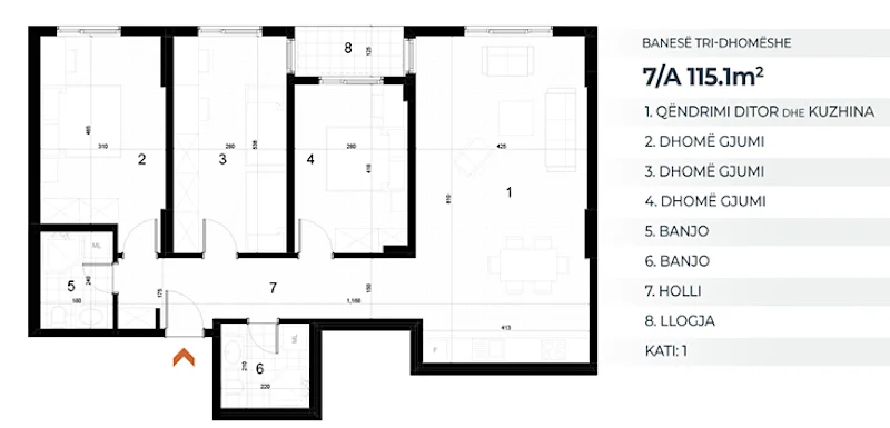 Apartment for Sale – 115.1 m² in AKTIV Complex – Drenas (1st Floor) - Image 2