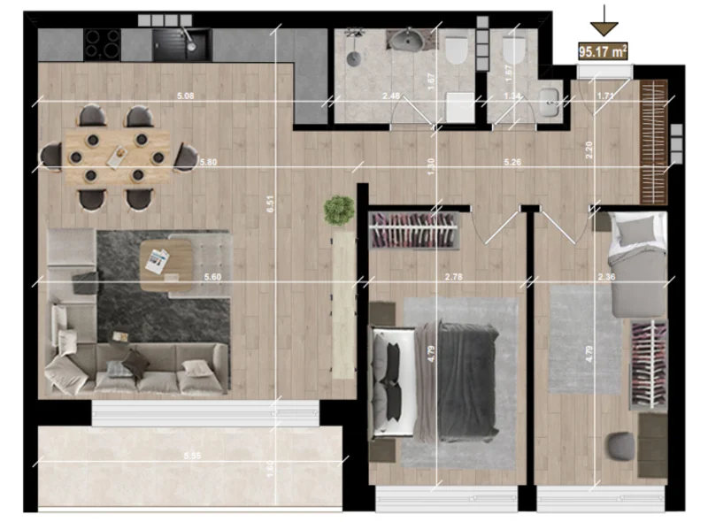 Apartment for sale, 95.17 m², located in the New Prishtina neighborhood, West Hill. - Image 1