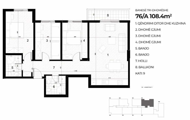 Shitet banesë 108.4 m² në Kompleksin AKTIV – Drenas. - Image 1
