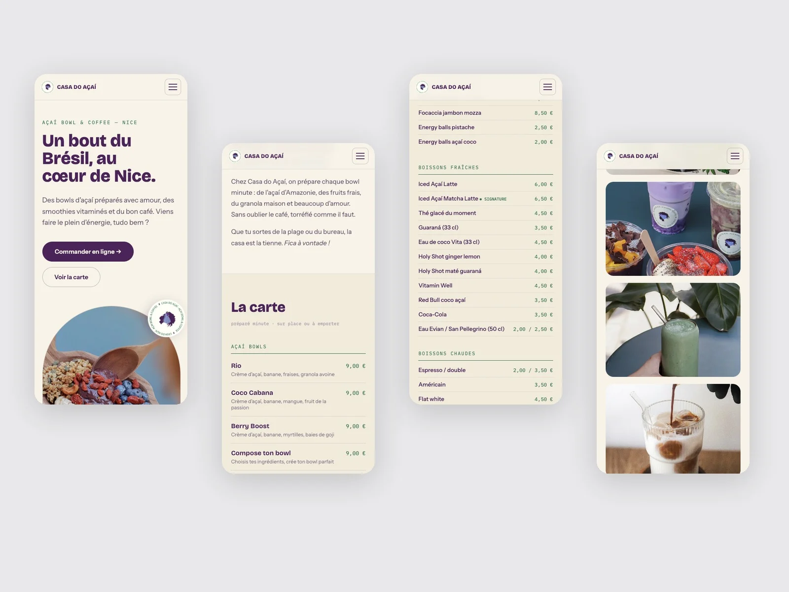 Casa do Açaí — vues mobiles