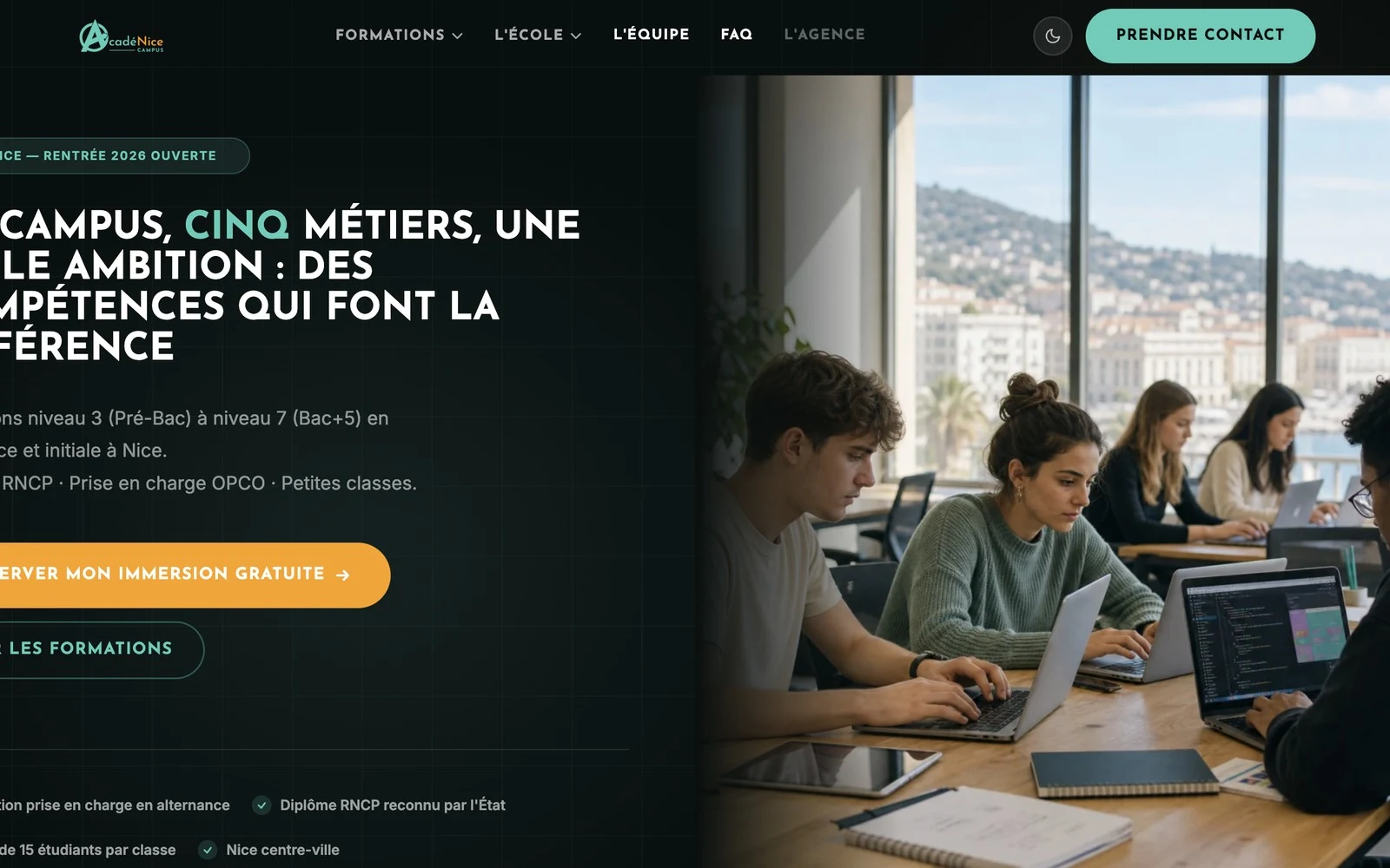 AcadéNice — hero dark (compare)