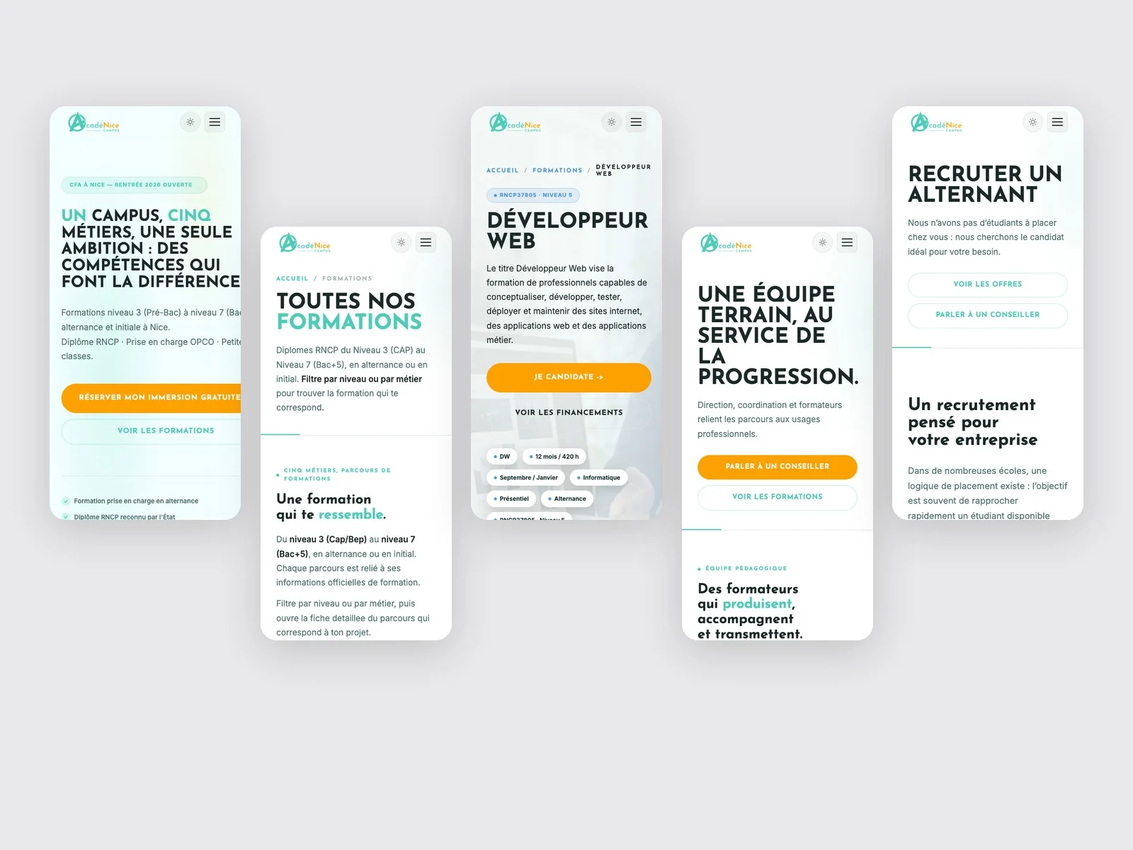 AcadéNice — vues mobiles