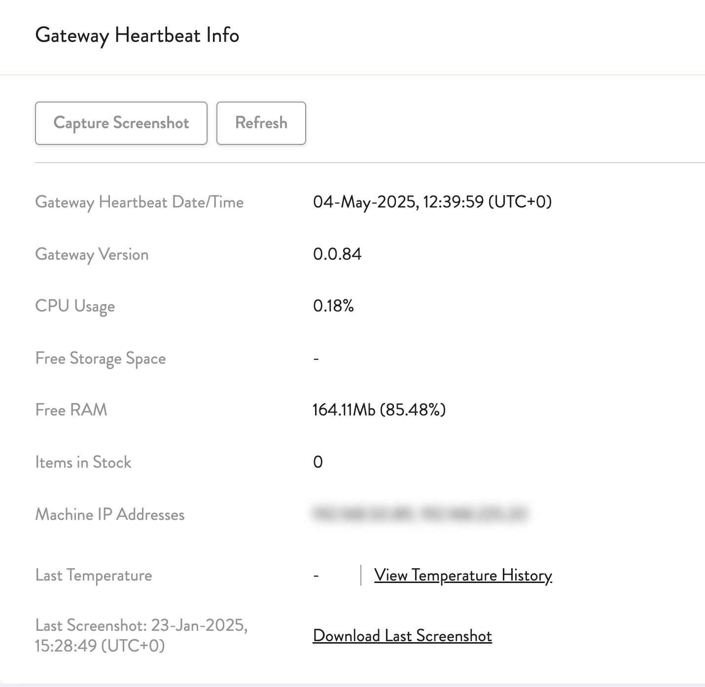 Screen shot of an administrative console