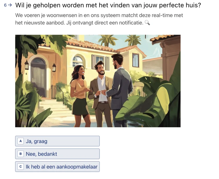 Voorbeeld van een mailing naar klanten die geen interesse hadden in het huis of het huis niet hebben gekregen.