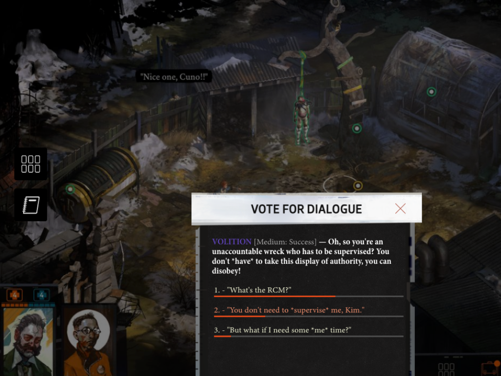 The dialogue voting feature allowing viewers to vote on which dialogue option the player should choose.