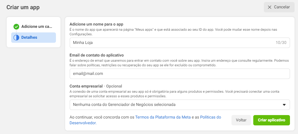 Cadastrar Client Id e Segredo do cliente para login com Facebook