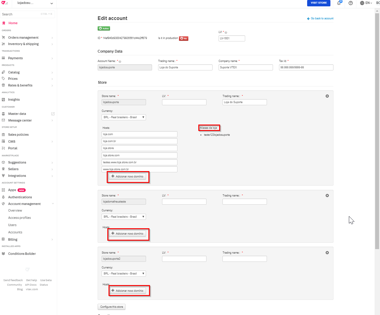 How To Configure Domains In Account Management Vtex Help Center