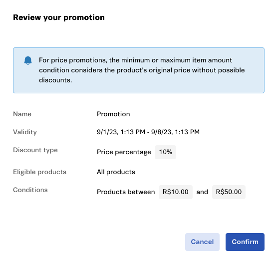 Seller Portal: Creating a promotion