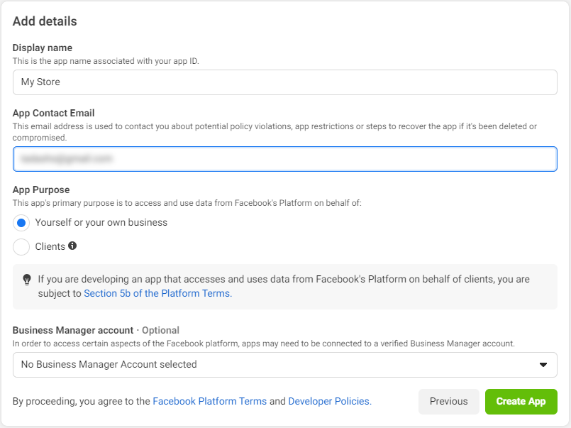 Adding Client ID and Client Secret for Facebook Login