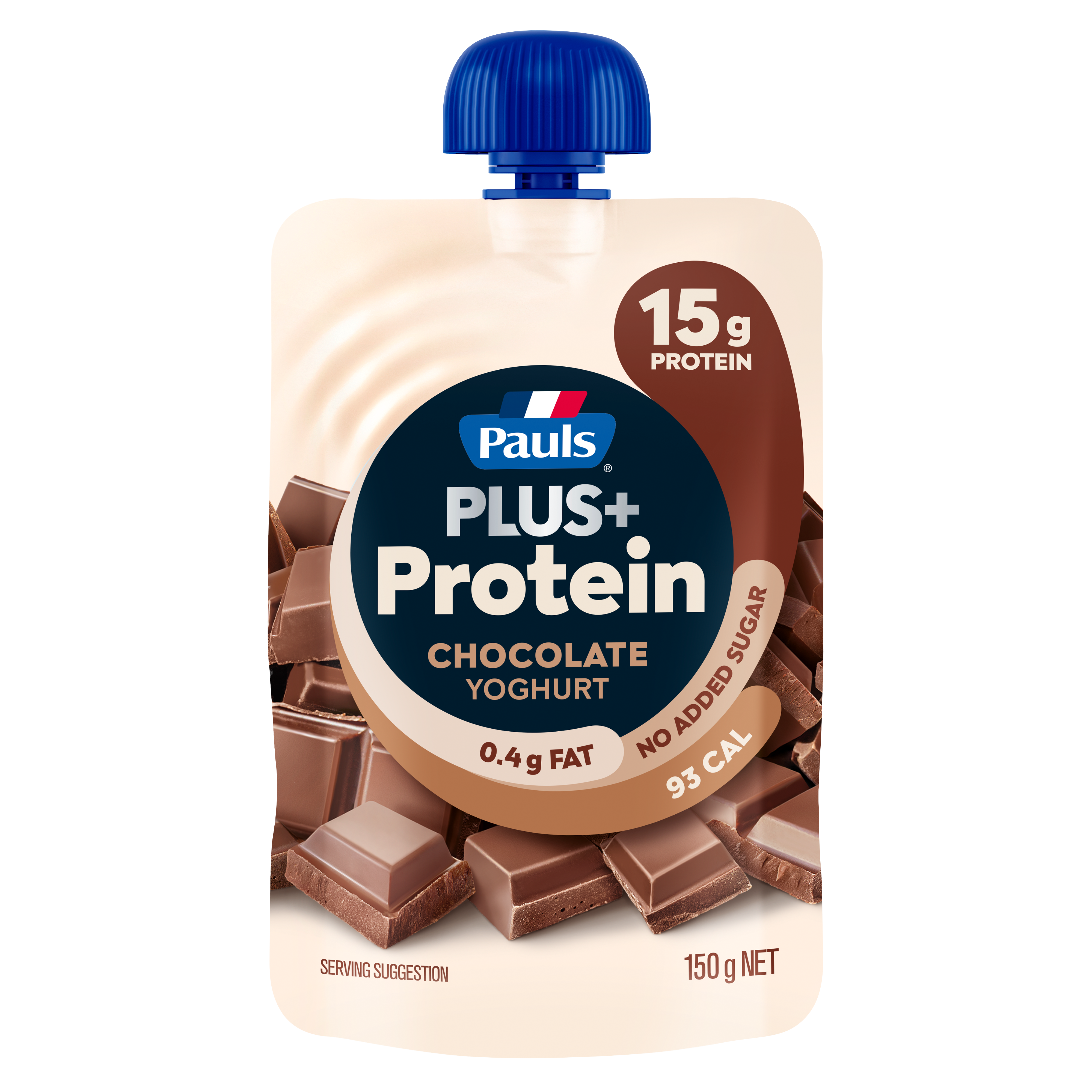 Pauls PLUS+ Protein Chocolate yoghurt pouch 150g