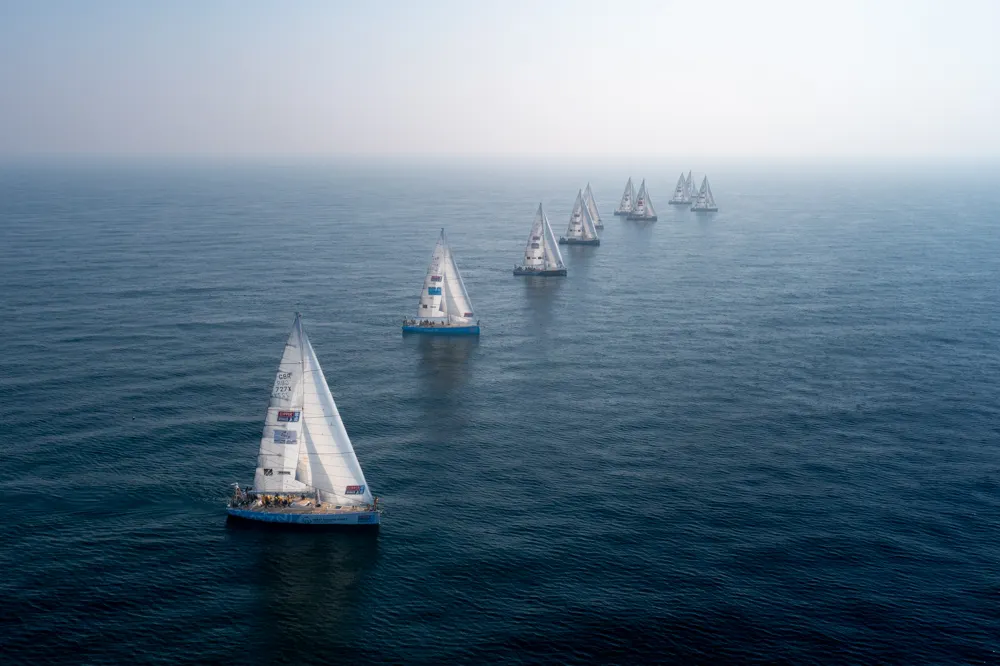 The Clipper Race fleet crosses the Pacific Ocean during Leg 6, The Mighty Pacific, one of the longest and most challenging legs of the race.