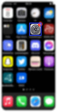 Billedet viser hvor du finder iconet for indstillinger på en iphone