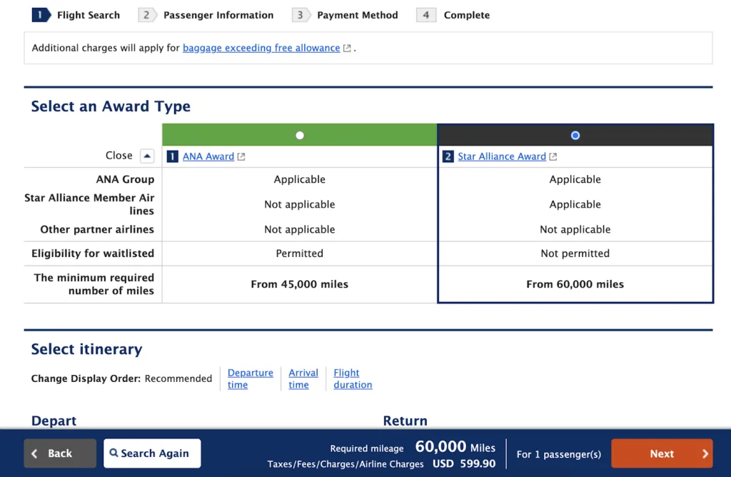 Screenshot of a United MileagePlus award calendar for San Francisco to Seoul, showing Saver awards consistently priced at 55K miles plus $5.60