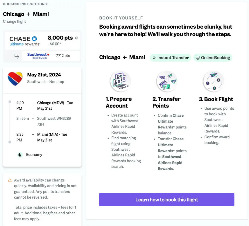 Screenshot of the Southwest Airlines flight search form with roundtrip, one-way, and multi-city trip options