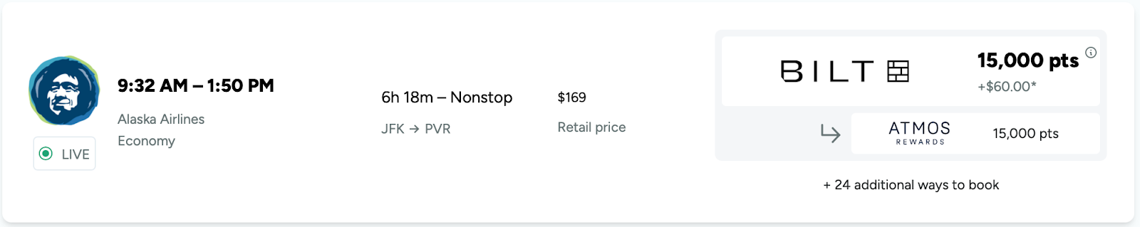 Alaska Airlines flight to PV