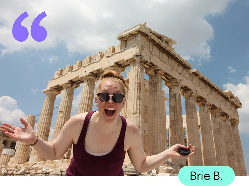 point.me member Brie B. at the Parthenon in Greece