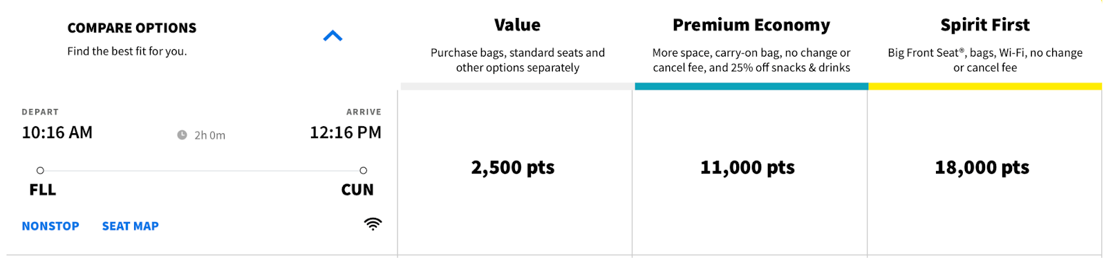 Spirit flight to Cancun