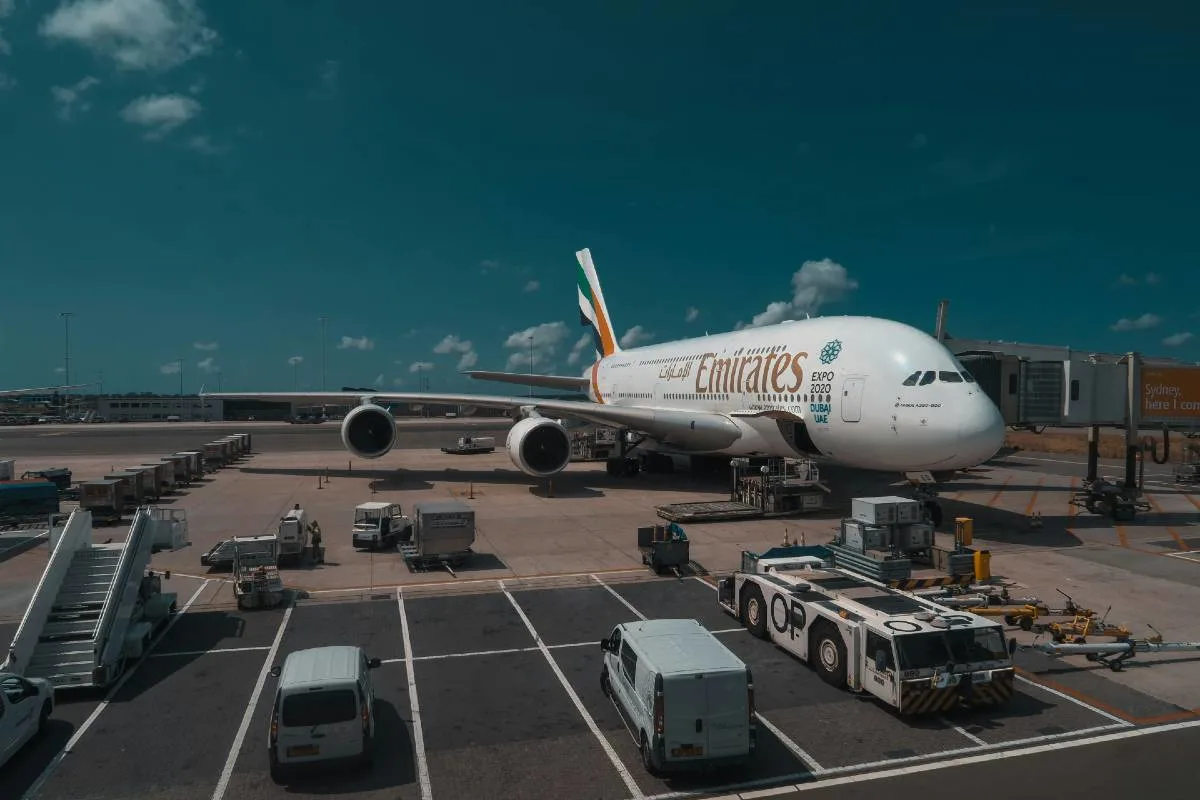 An Emirates aircraft, illustrating point.me's guides to Emirates Skywards and booking award flights.