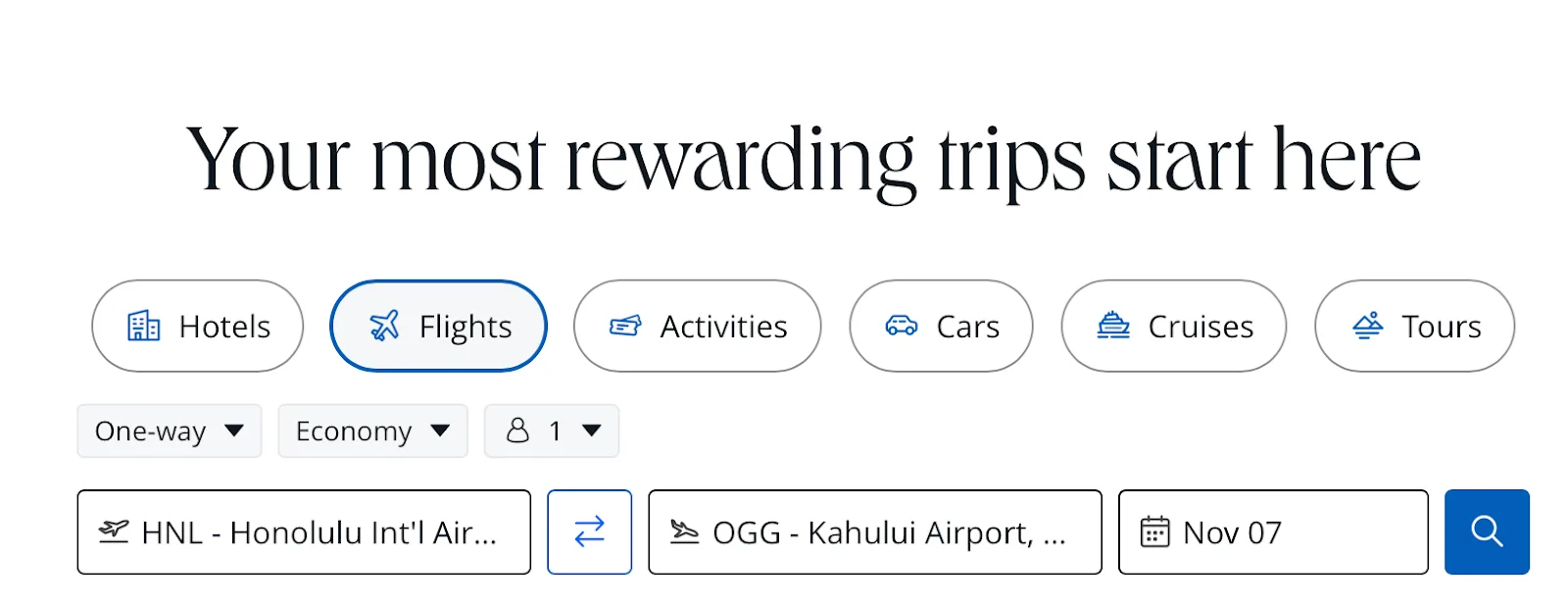 Screenshot of a Hawaiian Airlines booking summary for a Honolulu to Maui nonstop flight priced at $120 or 7,960 points in Main Cabin