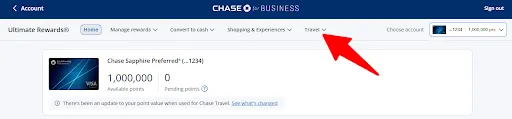 Screenshot of Step 2 of the Chase Transfer Points portal