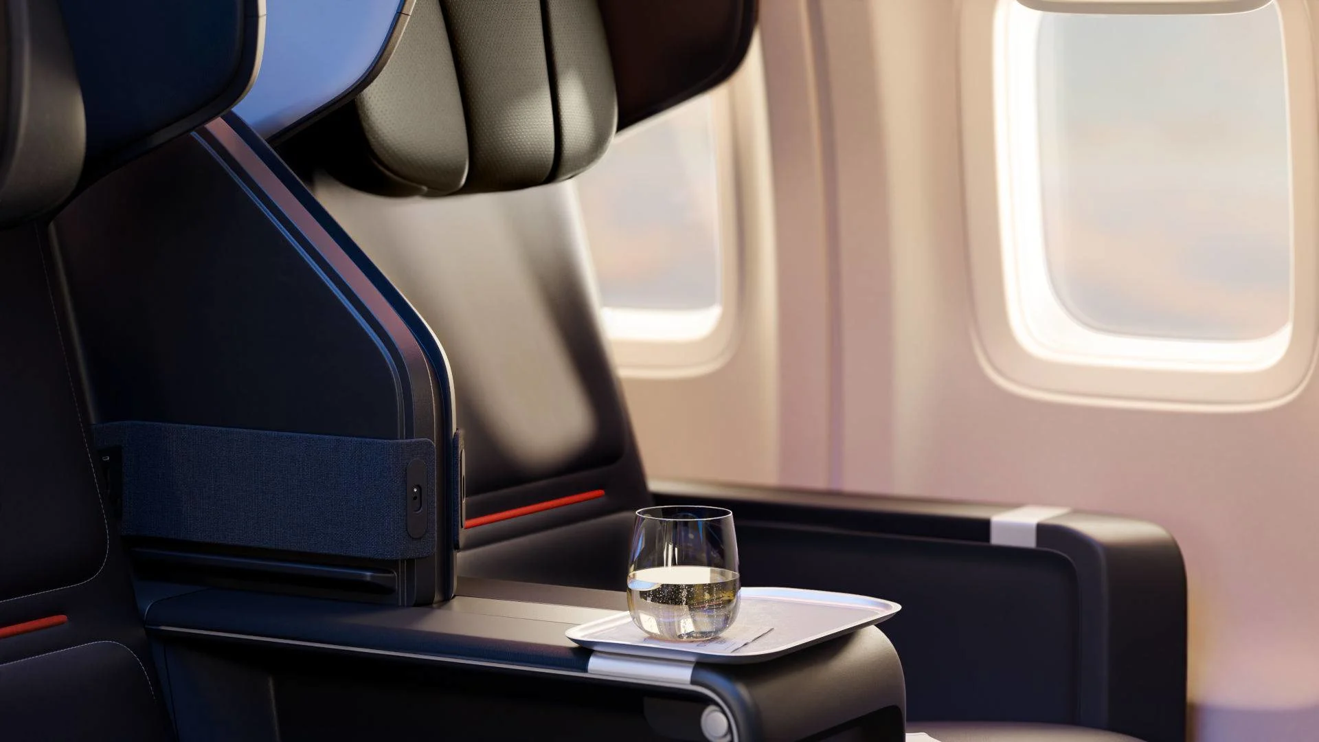 A business class cabin with different seat types, illustrating how to tell which premium seat you'll get.
