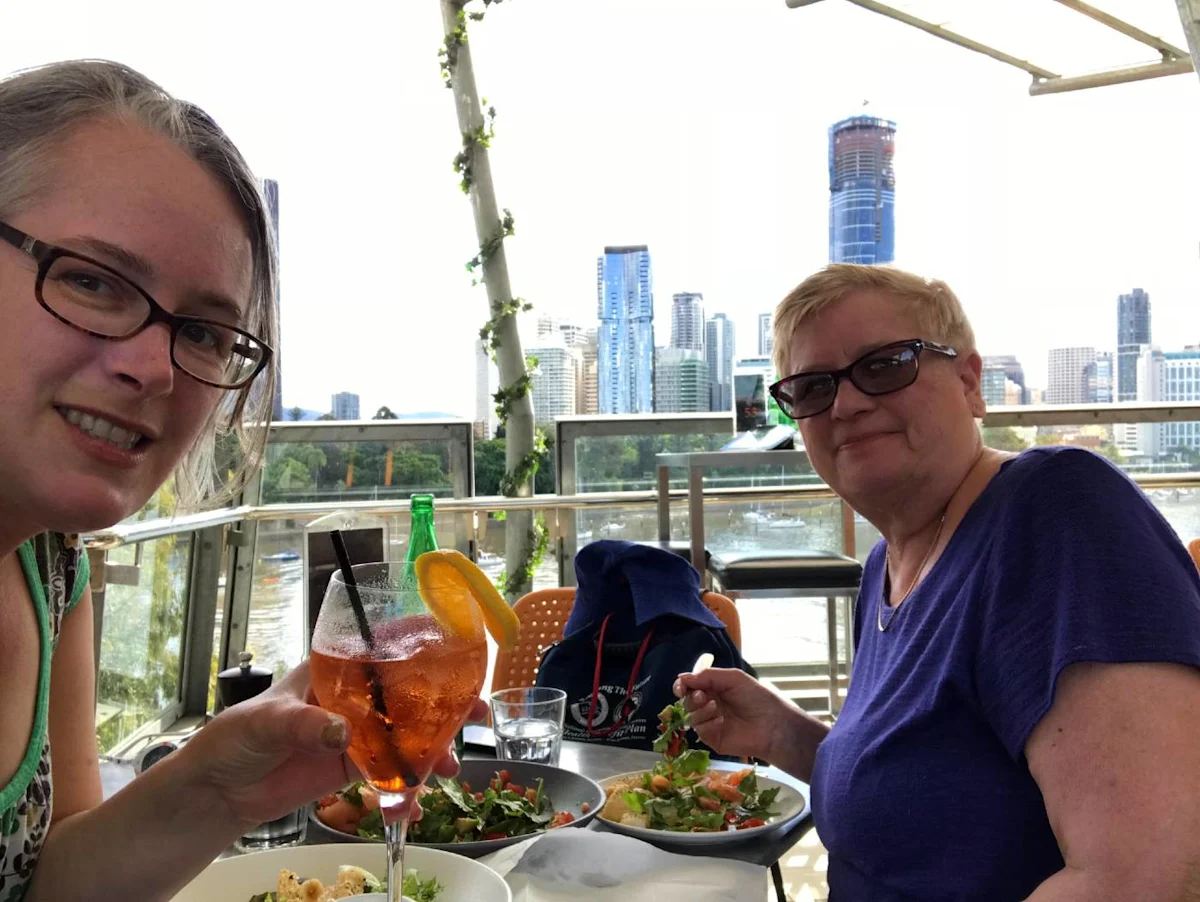 A mother and daughter in Sydney, illustrating a nearly free trip funded with points.