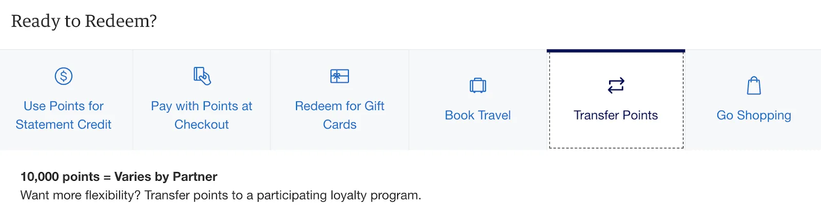 Amex Membership Rewards redemption menu showing options including Book Travel and Transfer Points