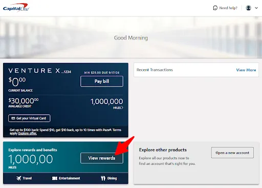 Step 1 of Transferring Capital One Miles to Airlines