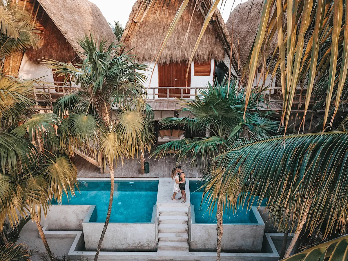 couple at hotel on honeymoon 