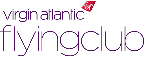 Virgin Atlantic Flying Club logo in purple script with the red Virgin ribbon mark