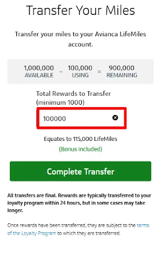 Step 5 of the process for transferring Capital one miles to airlines. 