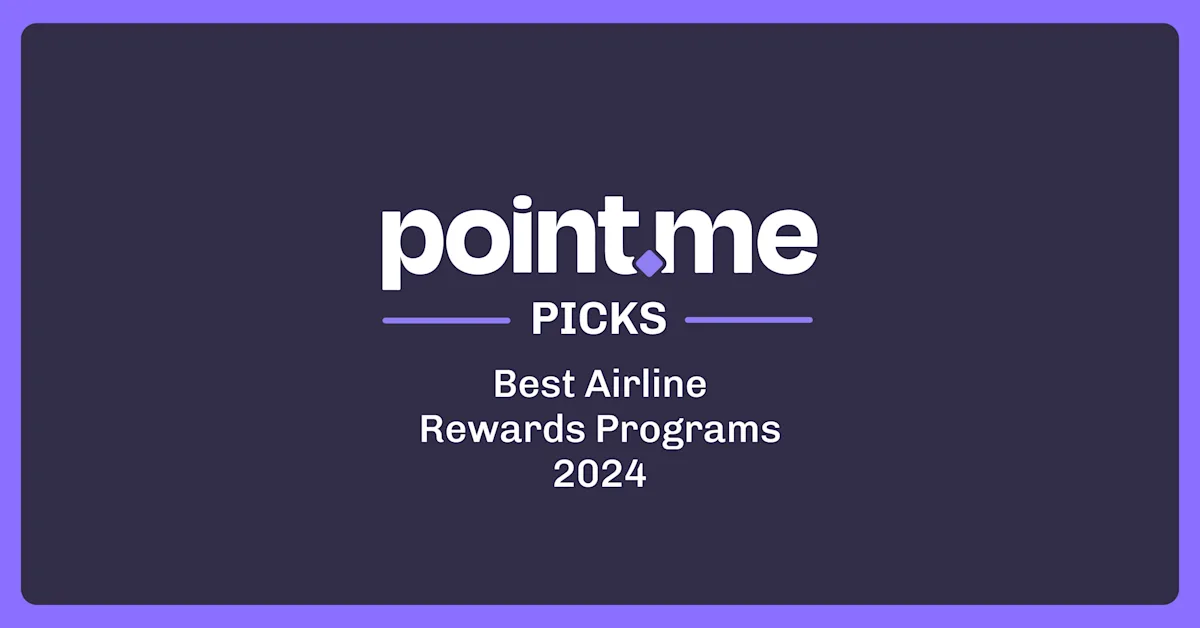 A lineup of airline tails, illustrating point.me's ranking of the best airline rewards programs for 2024.