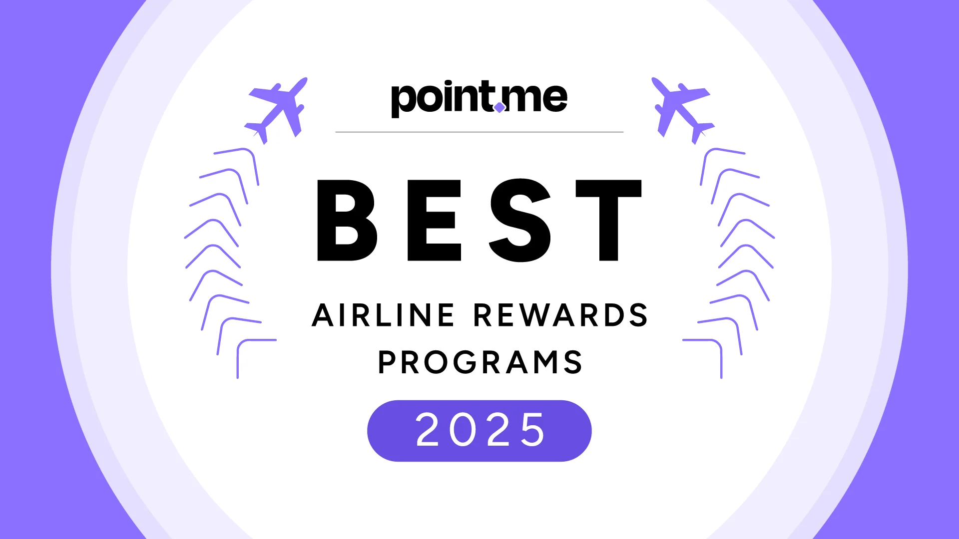 A lineup of airline tails, illustrating point.me's ranking of the world's best airline rewards programs for 2025.