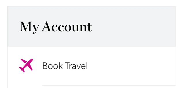 Screenshot of the Hawaiian Airlines account menu showing the Book Travel option